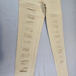 UMGEE Women's Small Tan Distressed Pull-on Skinny Leg Jegging Pants NWT L615
